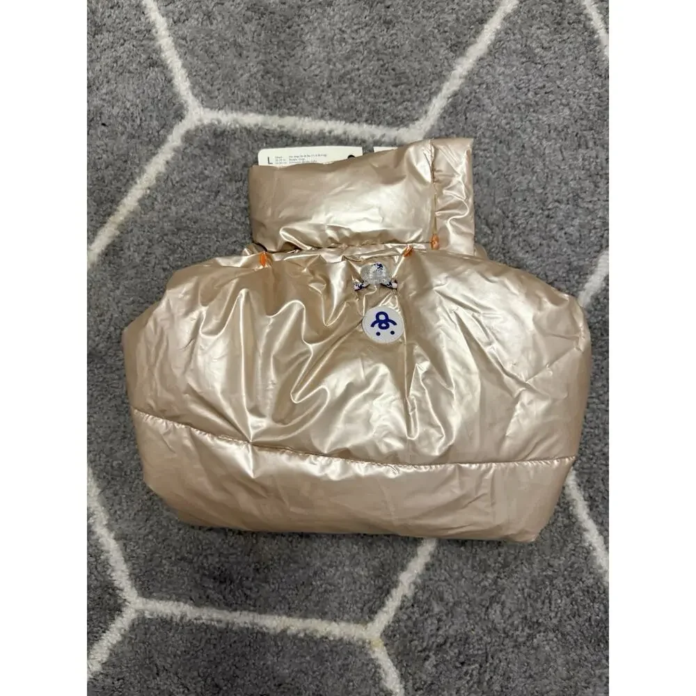 Quilted Puffer Bubble Chic Winter Dog Jacket Coat Warm MEDIUM Shiny Pink Gold
